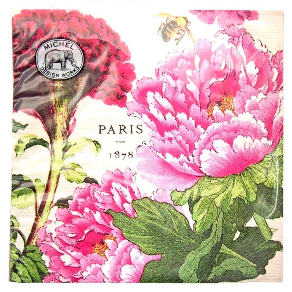 Michel Design Works TWO (2) INDIVIDUAL Decoupage Celosia Cocktail Napkins